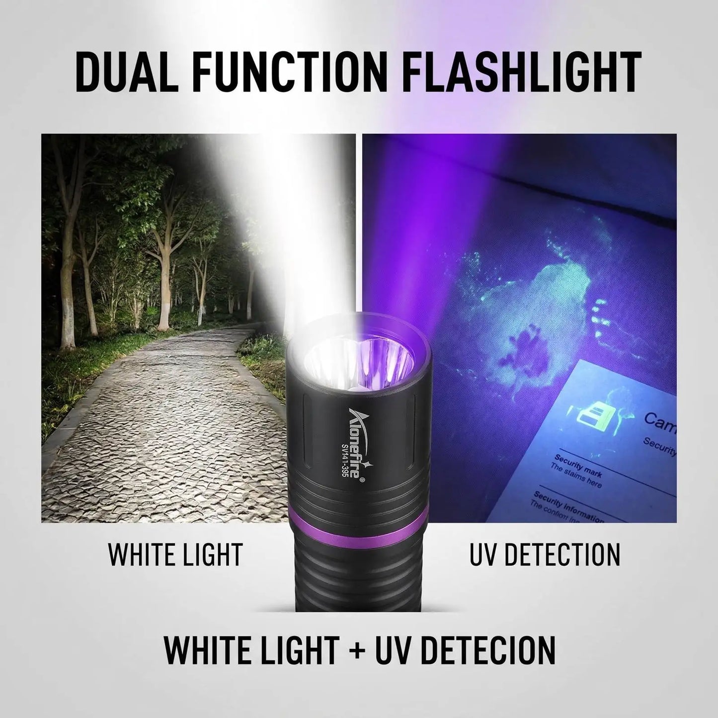 2 In 1 UV White Light Rechargeable Flashlight