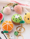 5 Pcs Handmade Weaving Keychain Wool Crochet Unique Knitted Pendant Keyring Strawberry Watermelon Orange Pendant Key Chain Gifts