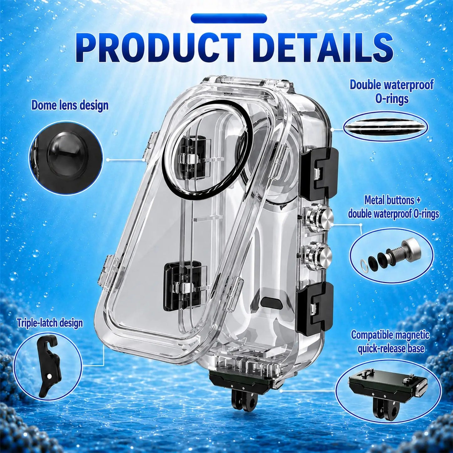 60 Metre Waterproof Diving Case for Insta360 X6