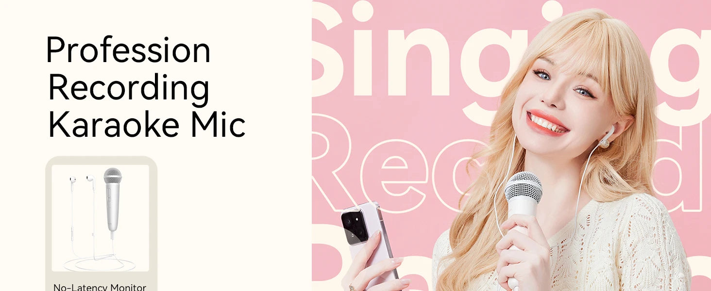 Microphone with Earphone & Mic Stand for Recording and Live Streaming, Wesing, Smule, Starmaker, YouTube, Podcasting & All Apps
