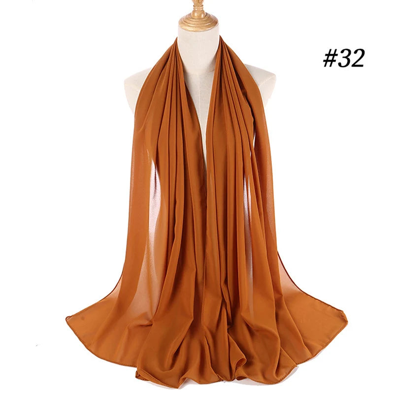 Muslim Chiffon Hijab Women Bubble Chiffon Scarf For Women Ladies Veil Muslim Islam Solid Color Malaysia Wrap Scarves
