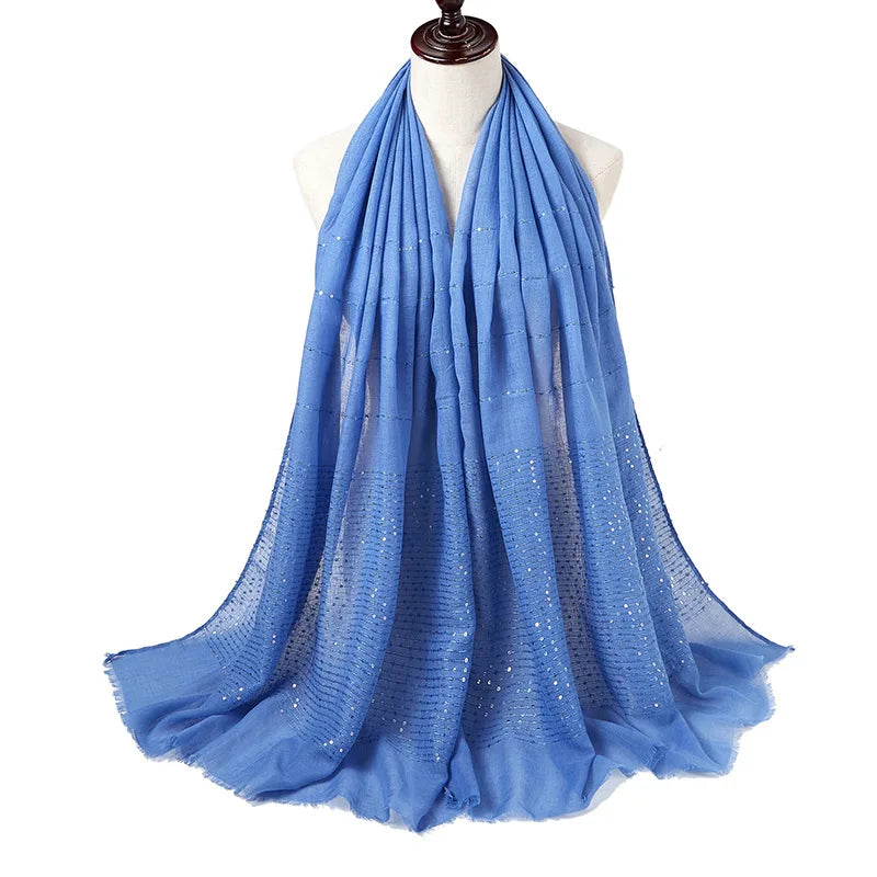 Cotton Hijabs Scarf Muslim Islamic Headscarf For Women Lady Soft Cotton Linen Tassel Sequins Islamic Hijab Shawl Wraps