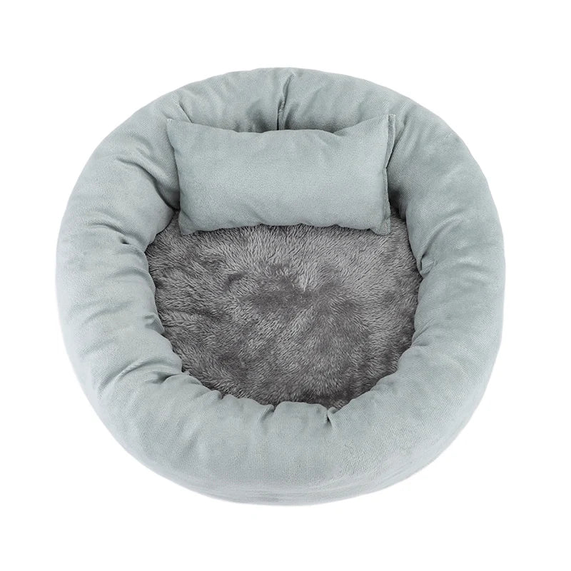 Washable Plush Pet Bed Sofa Gray for Dogs and Cats