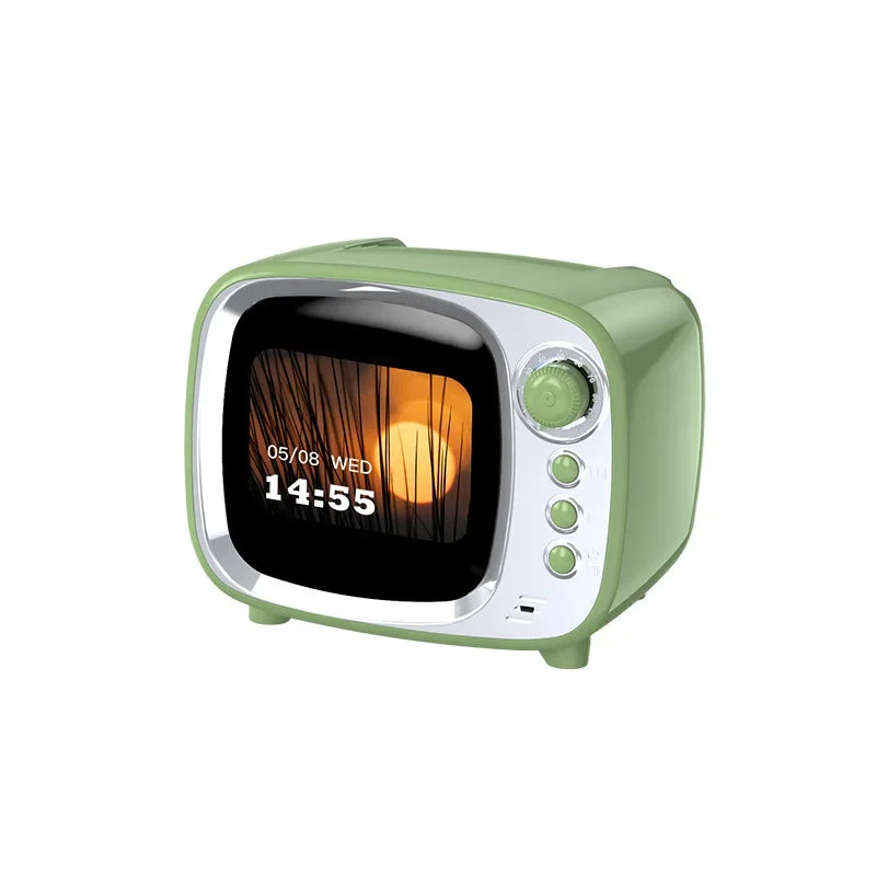 Pro Bluetooth Speaker with Lyrics Display Retro Wireless Alarm Clock HiFi Sound Powerful Bass Portable Desktop Music Player