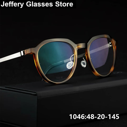 Vintage Polygon Titanium Acetate Screwless Eyeglasses Frame