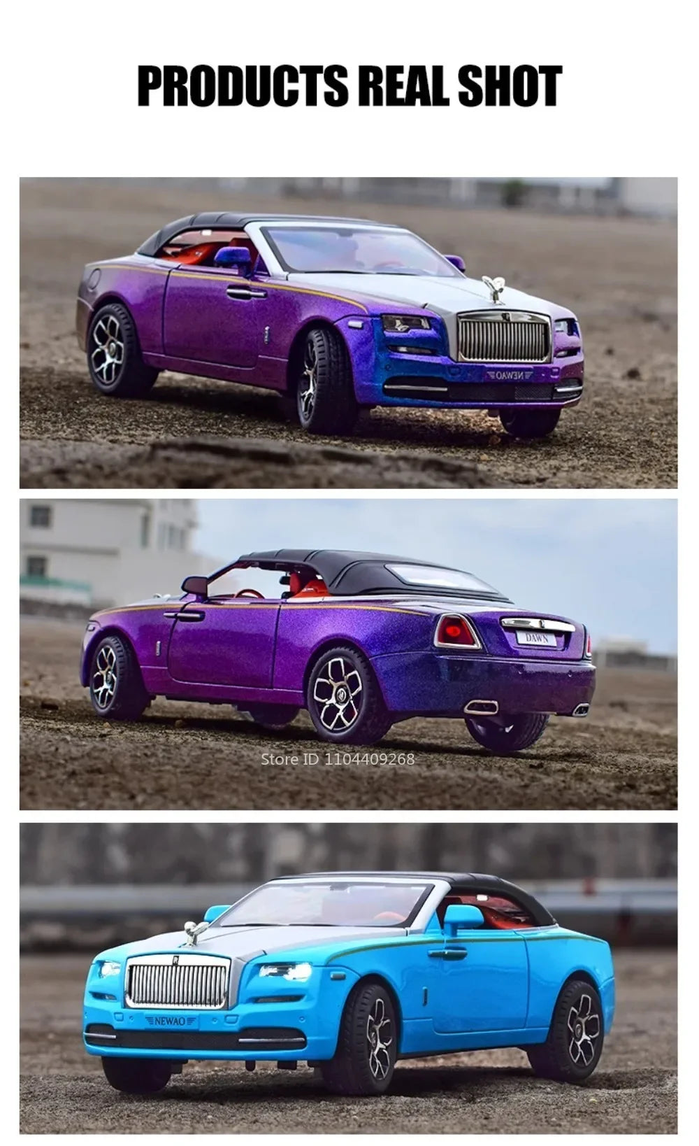 1:24 Rolls-Royce Dawn Spectre Car Toys Diecast Alloy Model Doors Opened Sound Light Pull Back Miniature Vehice Boy Birthday Gift