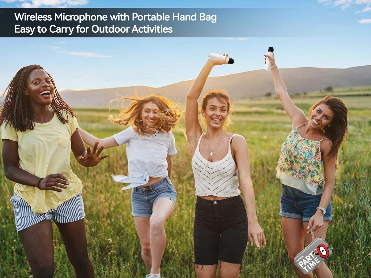 Tesla Caraoke Mic with Portable Storage Bag, Wireless Mic with 8 Joy Effects, Rechargeable Mic with Type-C & Aux in Receiver