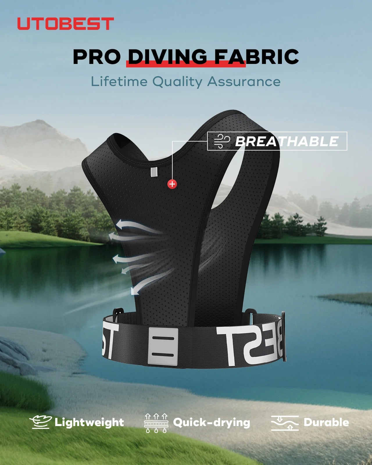 Lightweight Running Vest with Led Light Mobile Phone Bag for Training