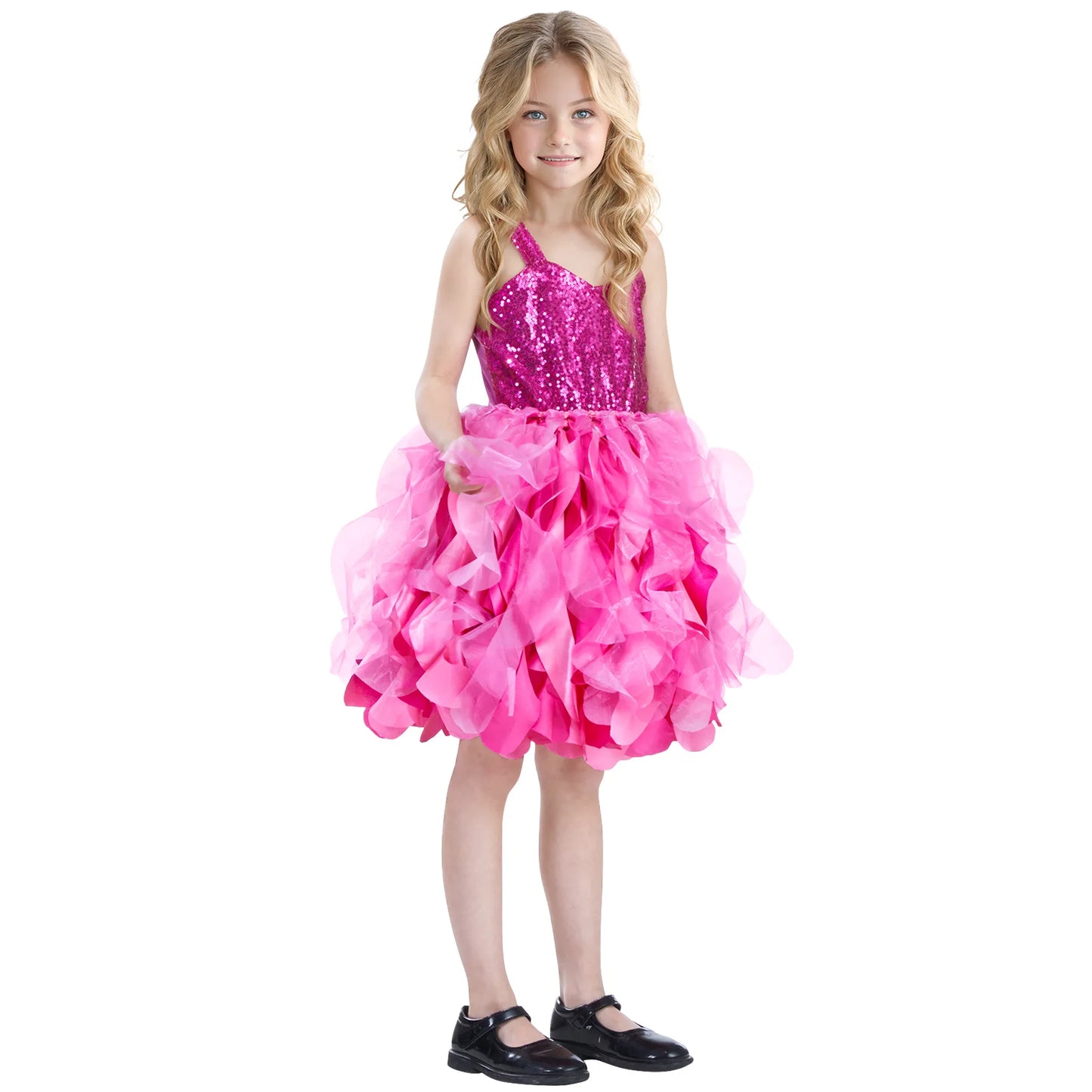 Sequin Pageant Dress with Spiral Hem Birthday Party Gown