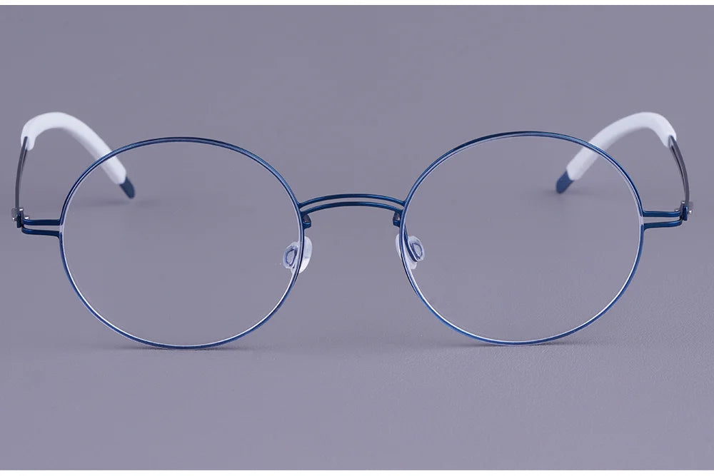 Round Screwless Pure Titanium Eyeglasses Frame