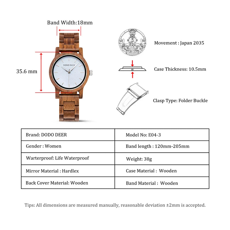 Watch Real Wood Wristband Wristwatches With Roman Numerals in Bamboo Box