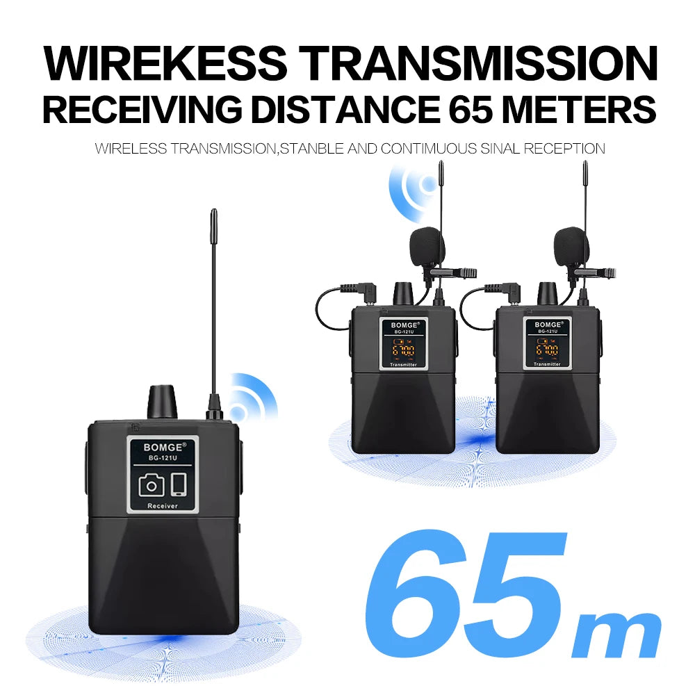 Wireless Lavalier Microphone System with Dual Transmitters for Smartphones Cameras and Live Streaming