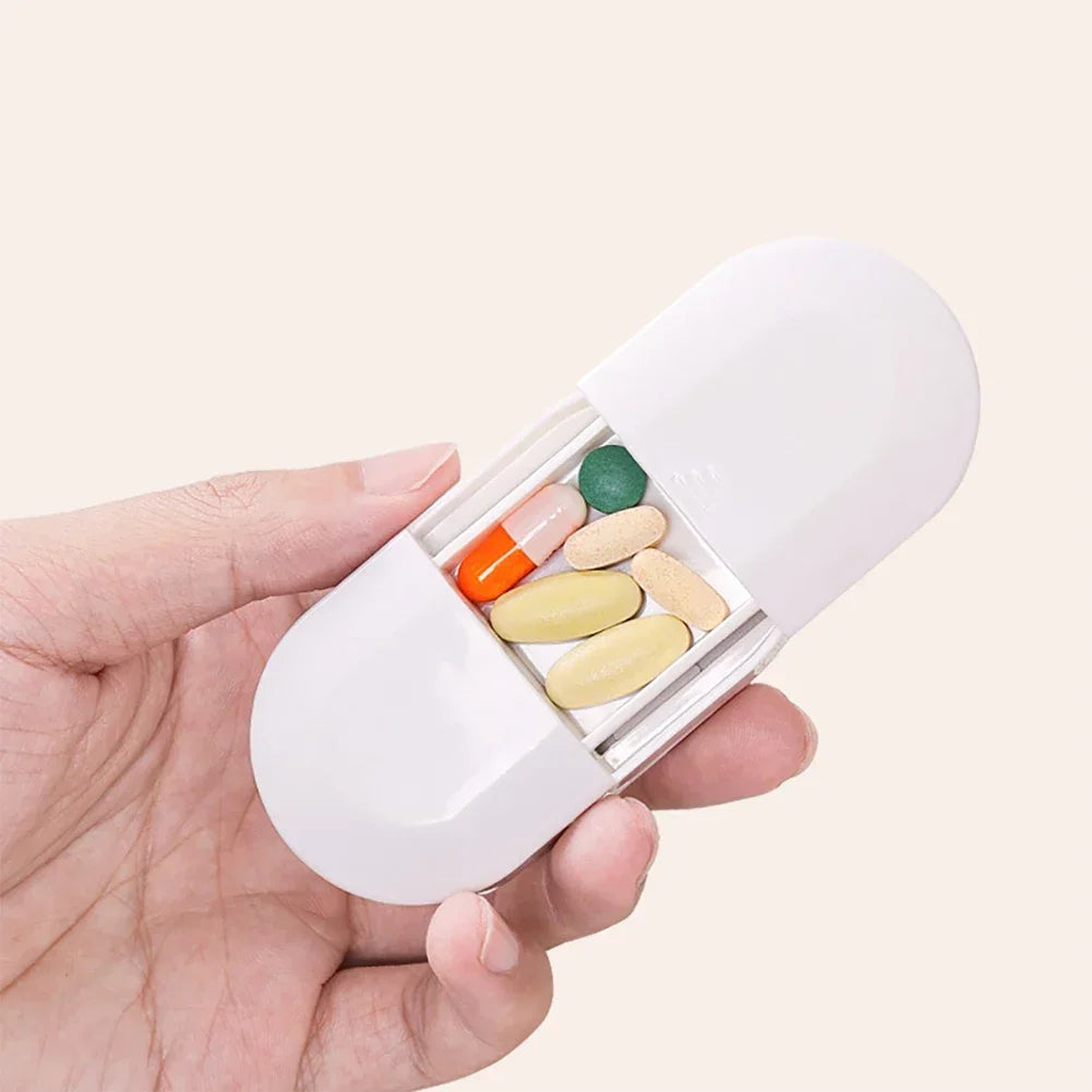 Medicine Pill Cutter Box Portable Drug Box Useful Grinder Splitter Medicine Pill Holder Tablet Cutter Splitter Divider Pill Case