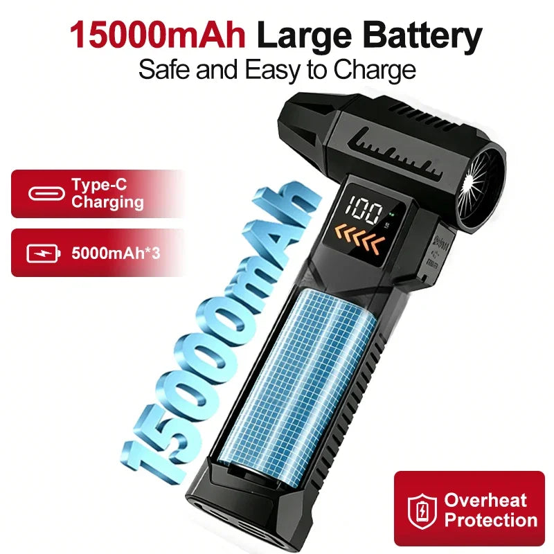 Super Powerful 2800000RPM Electric Jet Blower Cordless Compressed Air Vacuum Cleaner Car Emergency Power Supply