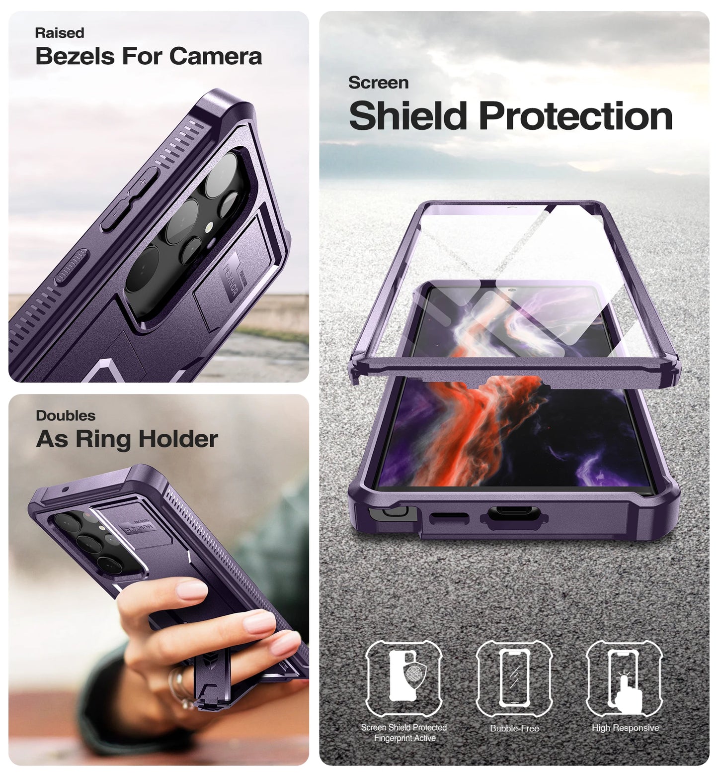 for Samsung Galaxy S23 Ultra Case Full Body Heavy Duty Military Grade Protection Built-in Screen Protector and Kickstand