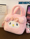 Sanrio Cartoon Plush Shoulder Bags Hello Kitty Kuromi Melody Cute Crossbody Bag Anime Children Handbag