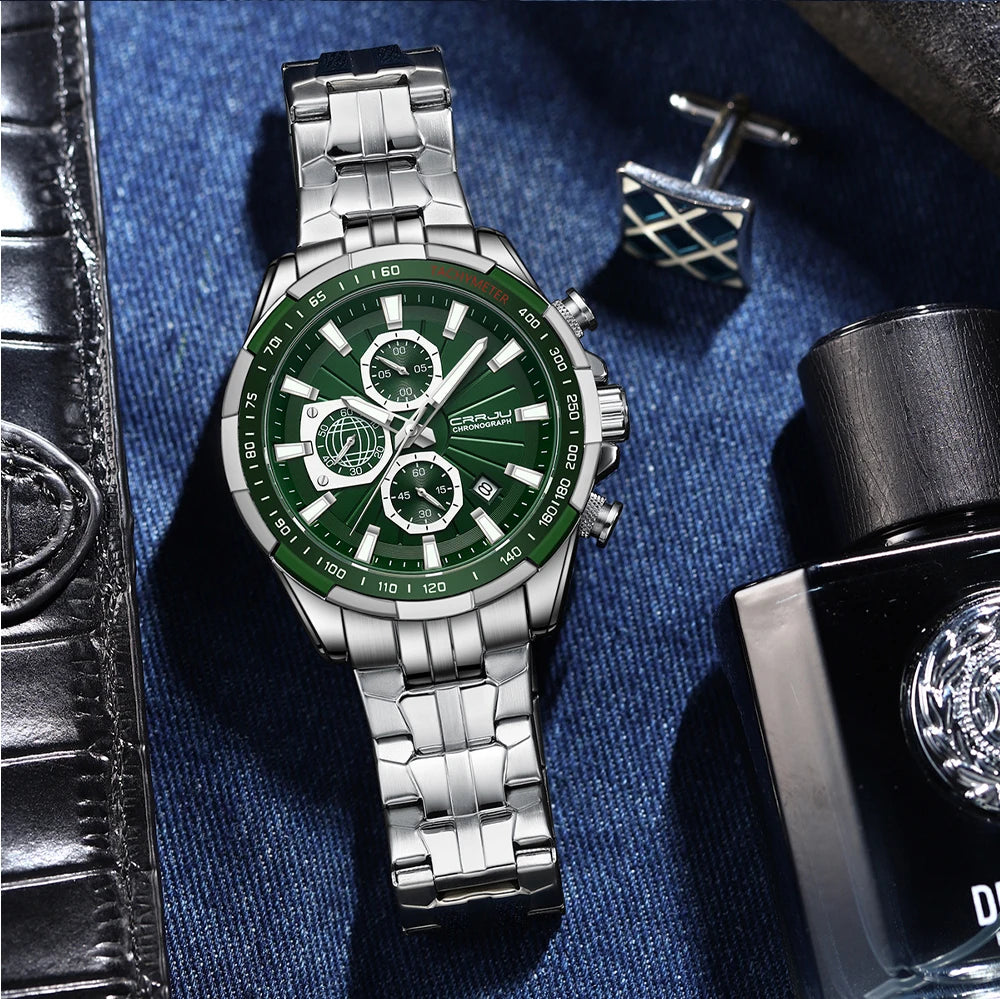 Men's Watches Fashion Business Multifunction Quartz Chronograph with Auto Date and Luminous Hands Relogio Masculino