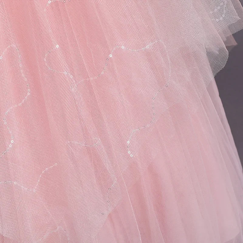 Summer Flower Girls Party Lace Dress Kids Long Princess Dress Mesh Children's Day Clothing Gowns for Girls for Wedding