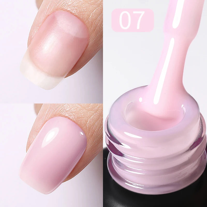 15ml Milky Pink Rubber Base Gel Nail Polish Glitter Semi-Permanent Varnish Soak Off Self Leveling UV LED Polish