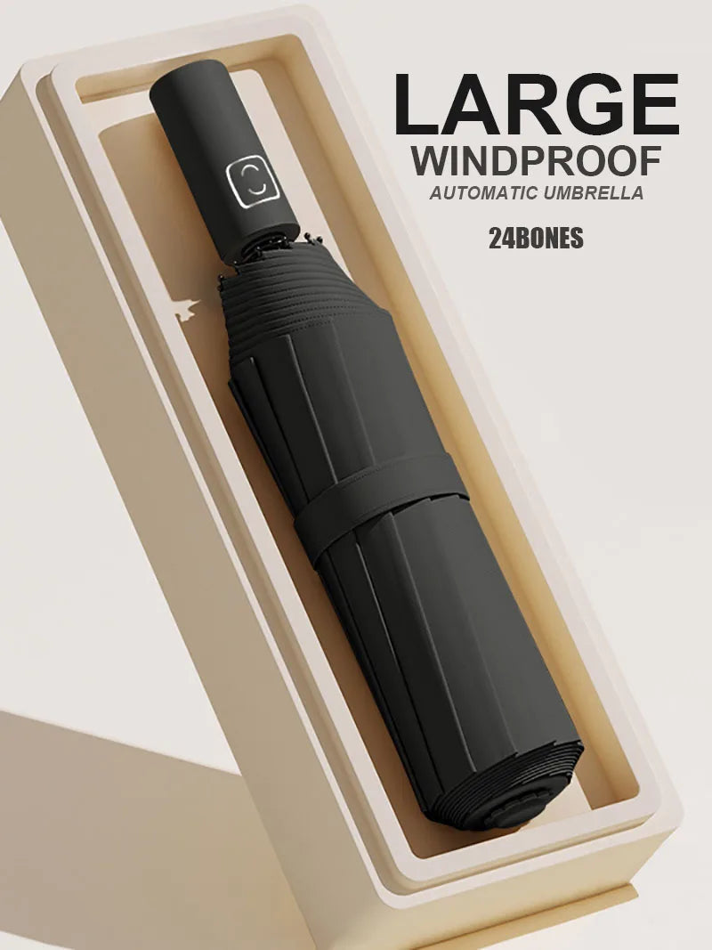 Large Automatic Folding Umbrella 24 Bone Windproof UV Protection Waterproof Travel Umbrella