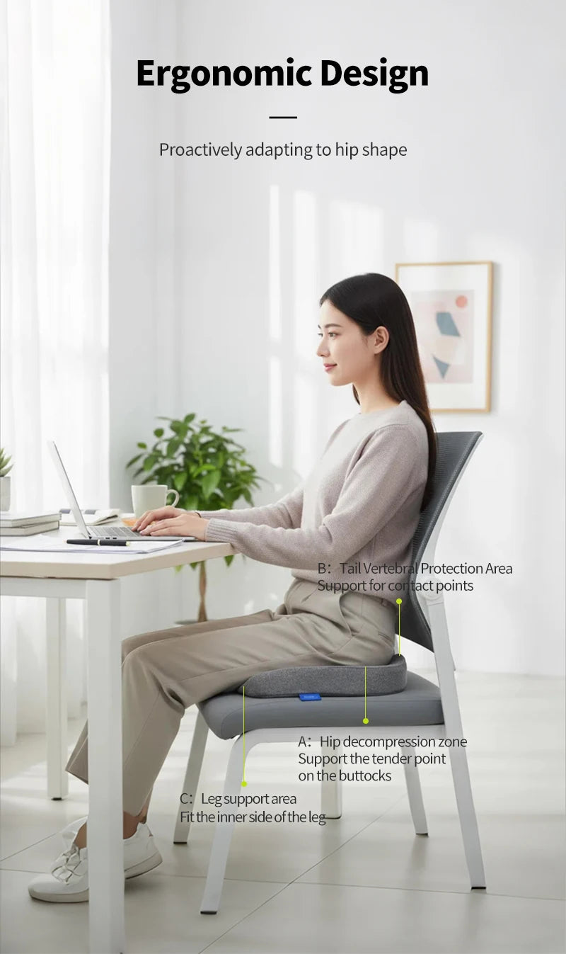 Tailbone Sciatica Back Pain Relief Comfort Office Chair Car Seat Cushion Non-Slip Orthopedic Memory Foam Coccyx Cushion