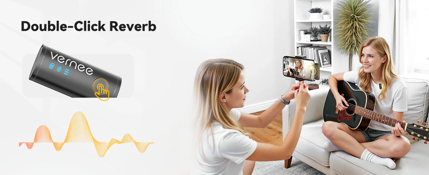 V10 Wireless Lavalier Microphone 60M Noise Cancellation Vlog Short Video Recording Mini Mic for iPhone/Android