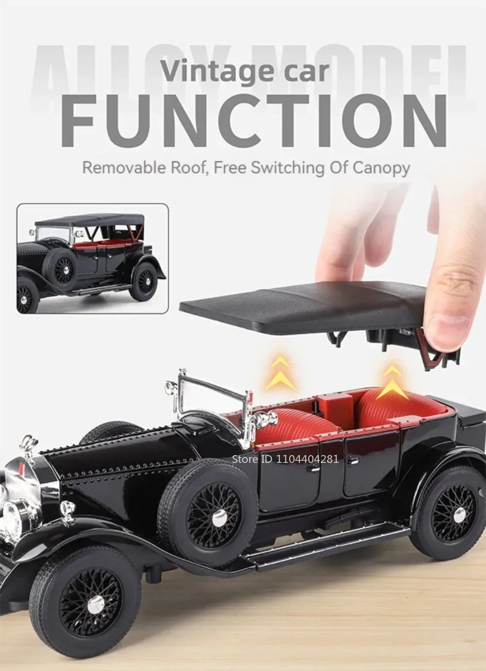1:24 Phantom 300SL Alloy Diecast Vintage Car Miniature Model Toys Sound Light Pull Back Doors Opened Ornament s Festival Gift