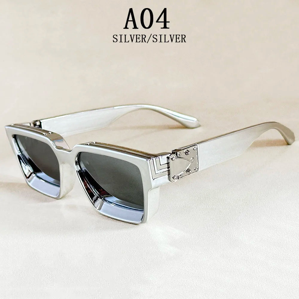 Retro Square Millionaire Sunglasses With UV400 Protection