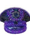 Purple Bling Captain Hat Rhinestone for Woman | Steampunk Military Cap for Burning Man Music Festivals Accessories