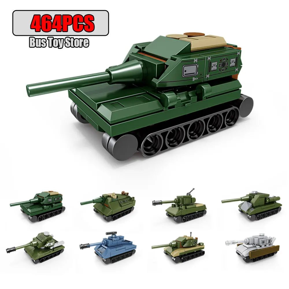 BMPT Terminator Tank KV-2 T-34 Tiger I WW2 Military Classic Model Building Blocks Bricks Boy  Toys for Christmas Gifts