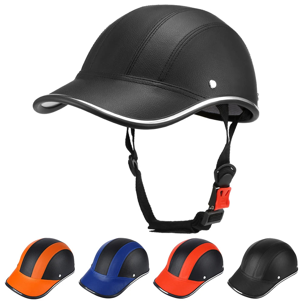 Bicycle Helmet Motorcycle Motocross Bicycle ABS Leather Helmet Bicycle Helmet Adjustable Strap Bike Helmet