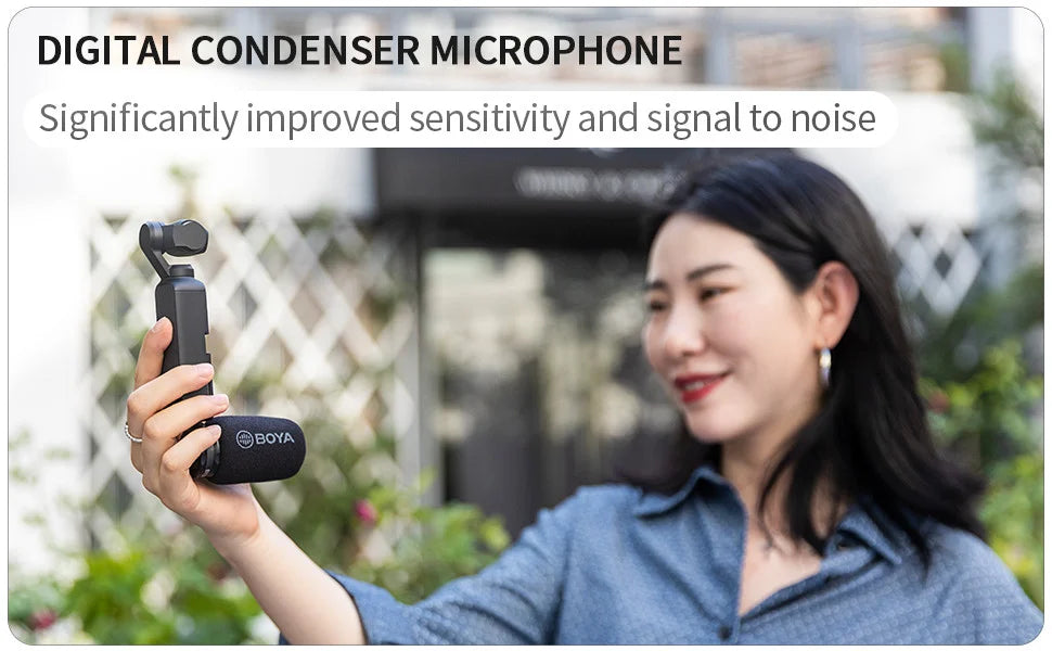 BY-DM100-OP Condenser Microphone for DJI OSMO™ Pocket Only Plug and Play Mic Live Streaming Youtube Video Recording Vlog