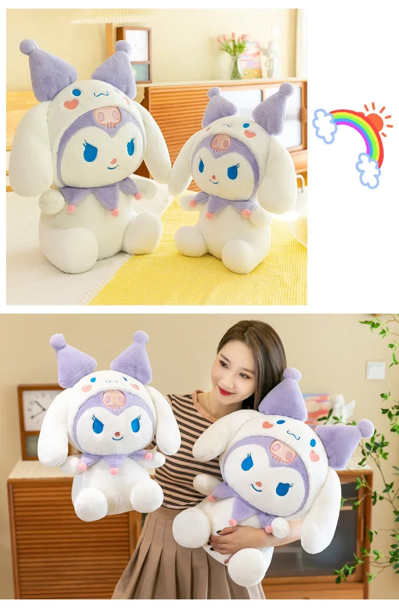 SanrioTransformation Kuromi Cinnamoroll Big Size Plush Doll Kawaii Plushies Soft Stuffed Toy Pillow Children Girls Birthday Gift
