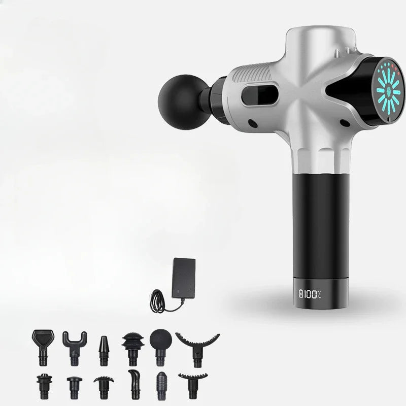 24V Professional Massage Gun With Hot And Cold Compress Electric 12Head High Frequency Fascia Gun Deep Tissue Neck Relax Fitness