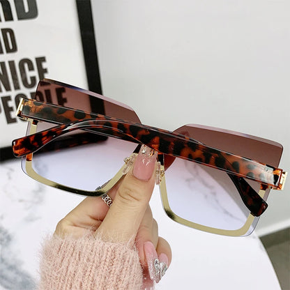 Rimless Sunglasses Women Square Fashion Glasses