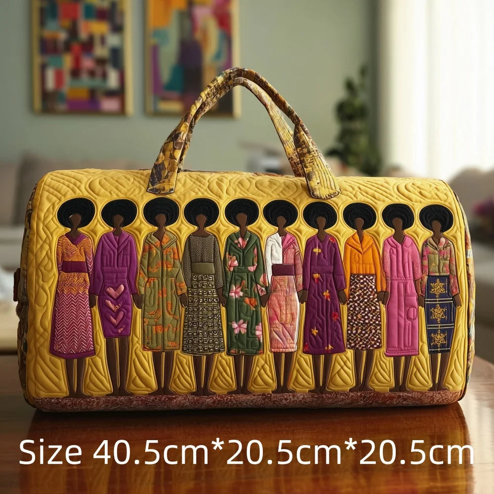 3D Quilted Africa Travel Bag for Women Boho Weekender Bag with African Women Map Print Carry on Luggage Unique Festival Bags