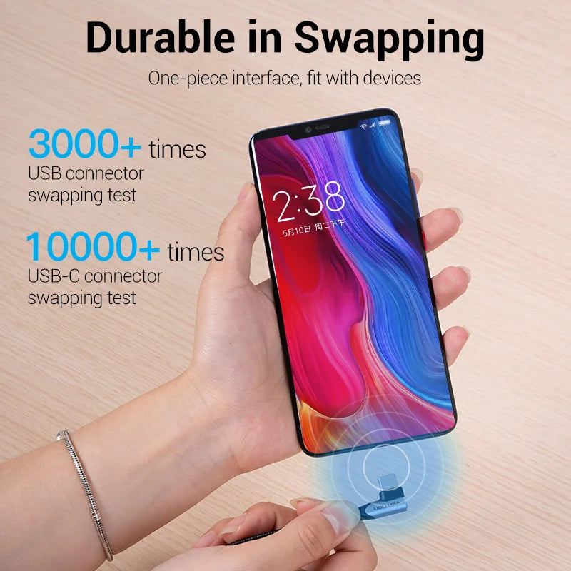 USB C Cable 90 Degree Fast Charger USB A to Type C Cable for Huawei Honor Xiaomi Redmi Samsung Mobile Phone USB-C Cord