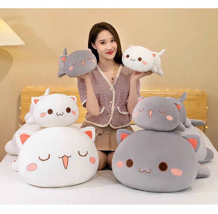 Cute Black White Cat Plush Pillow Stuffed Doll Toy