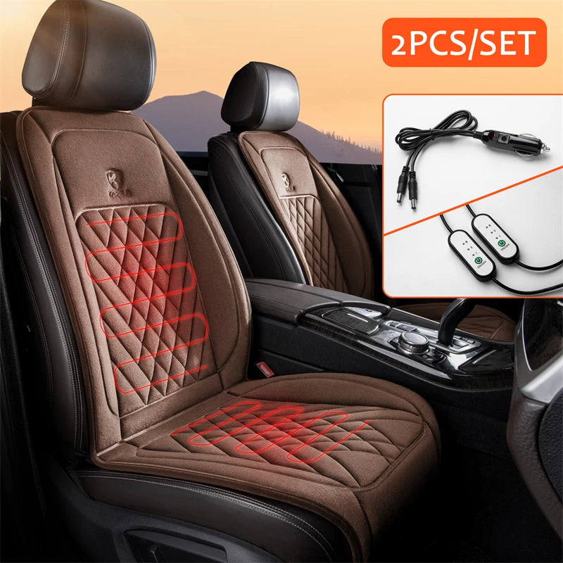 30' Fast Heating 12-24v Heated Car Seat Cover Universal Car Seat Heater Winter Car Heating Cushion Back Warmer Heating Pads