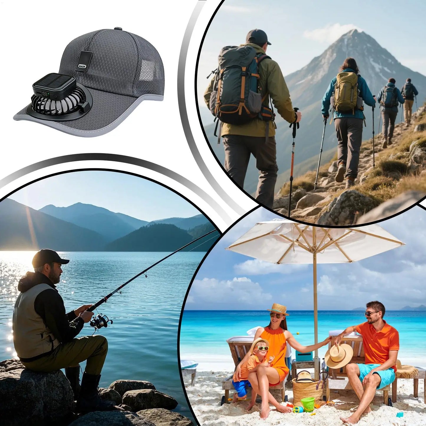 Wide Brim Solar Fan Hat With USB Charging