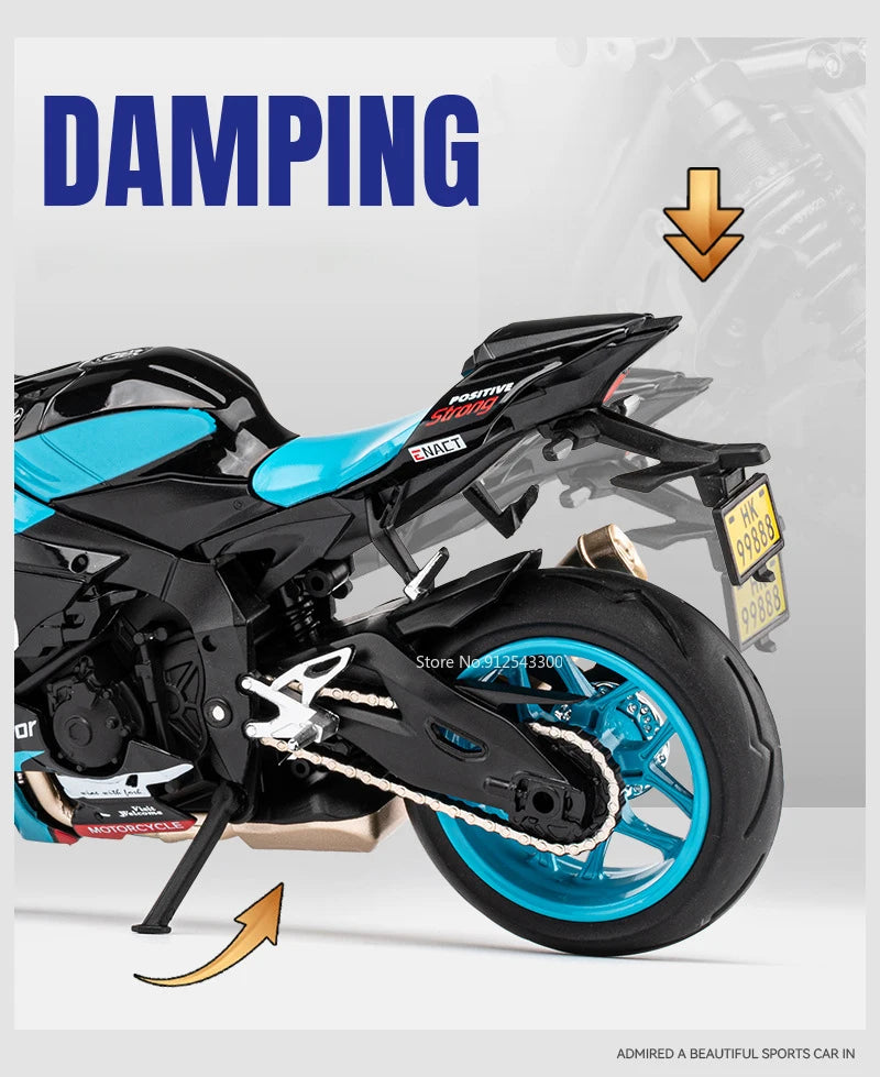 1/12 Yamaha R1M Toy Motorcycle Model Alloy Diecast with Shock Absorption Simulation Scale Motorcycle Model Toys for s Gifts