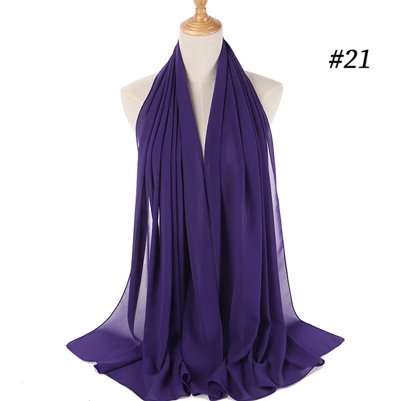 Muslim Chiffon Hijab Women Bubble Chiffon Scarf For Women Ladies Veil Muslim Islam Solid Color Malaysia Wrap Scarves