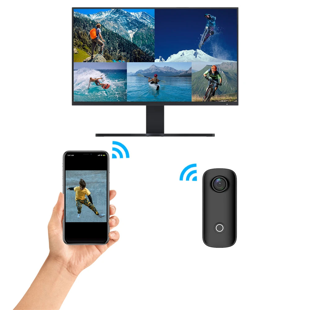 Mini 4K Action Camera with WiFi EIS and 30M Waterproof Case