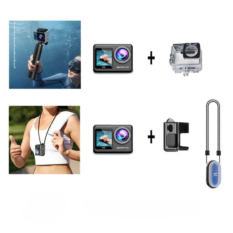 5K Magnetic Action Camera with Dual Touch Screen 4K60FPS 6-Axis EIS Waterproof Sports Camera for Cycling Vlog