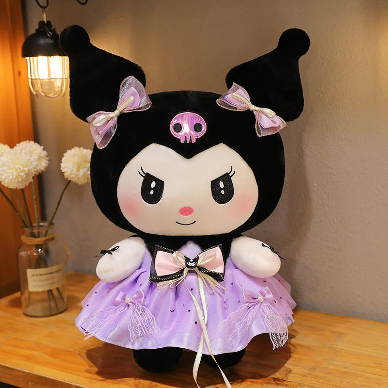 70cm Sanrio Kawaii Kuromi Plush Toy in Princess Tulle Skirt Melody Stuffed Doll Kids Birthday Xmas Gift Cute Pillow for Children