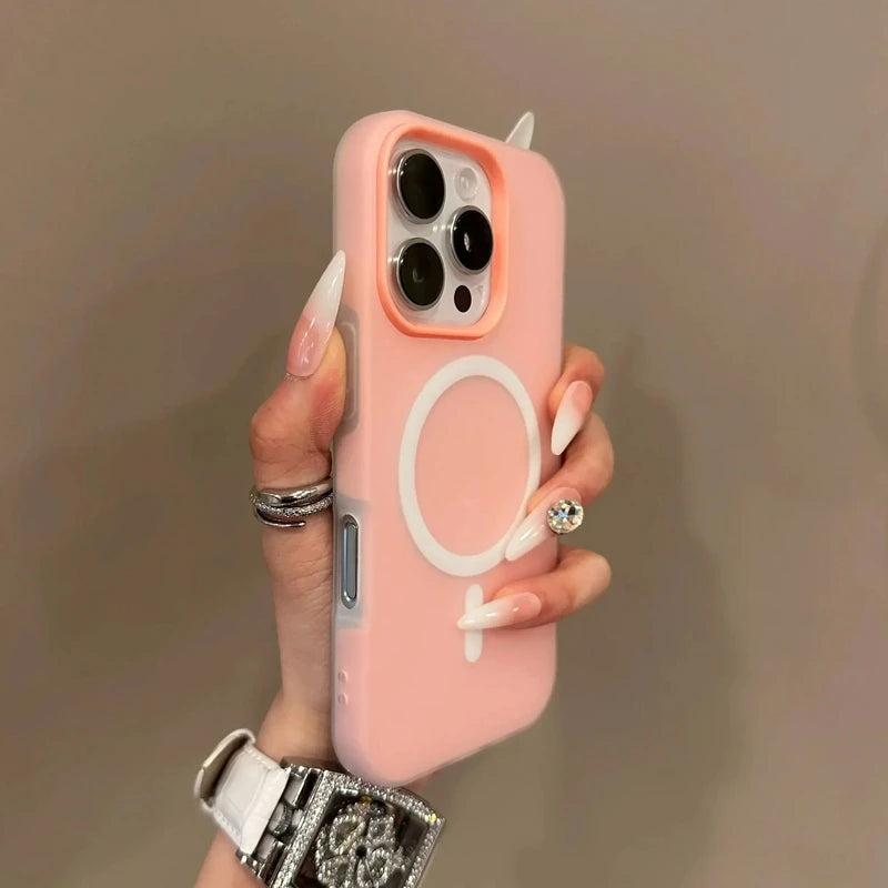 Luxury Candy Color 2 IN 1 Magsafe Case for iPhone 17 16 15 14 Plus 17 Air Wireless Charge Bumper Cover