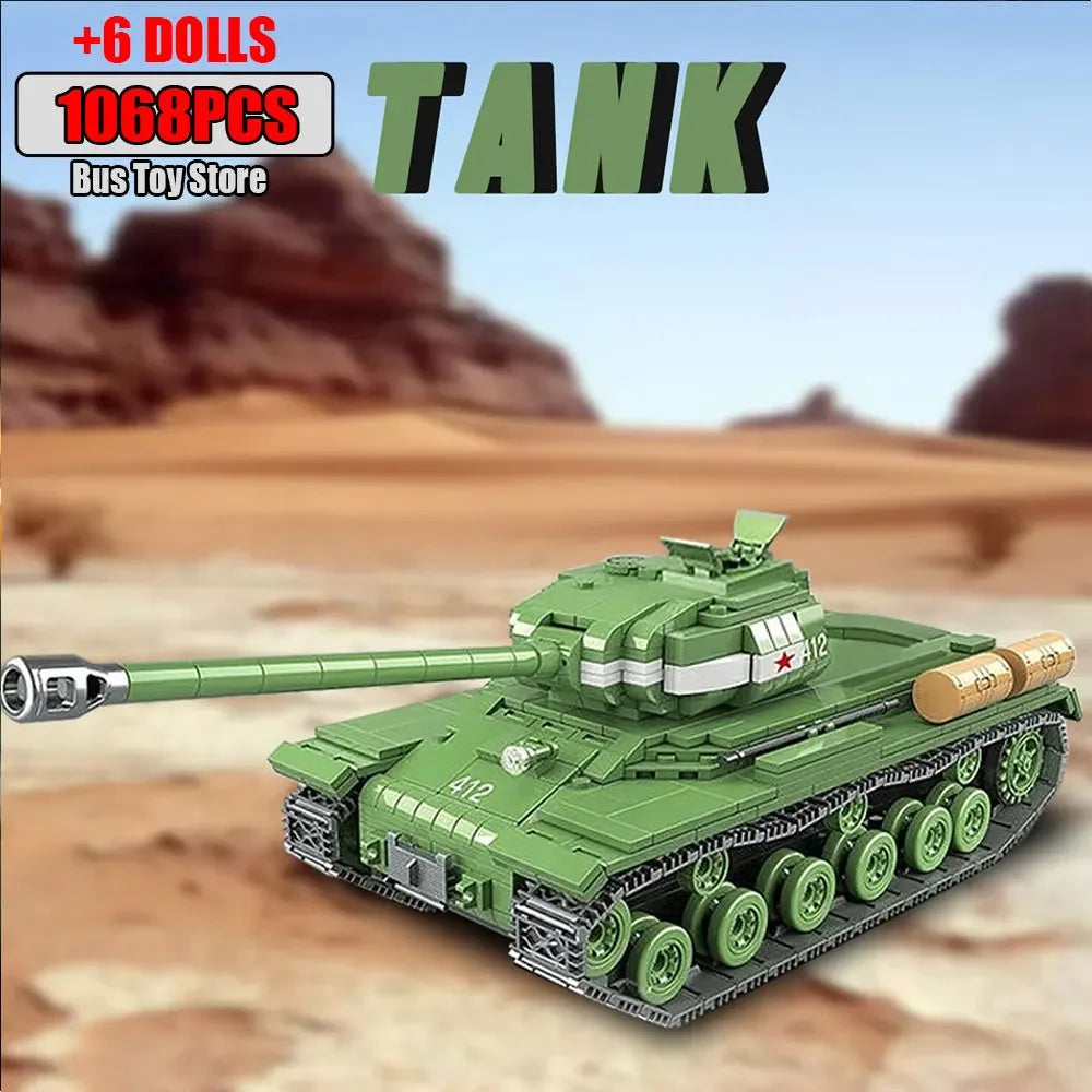 Soviet Military Series IS-2M Tank KV-2 Heavy Tank Truck WW2 Tank Building Blocks Bricks Model Set Toys for s Gifts Technical