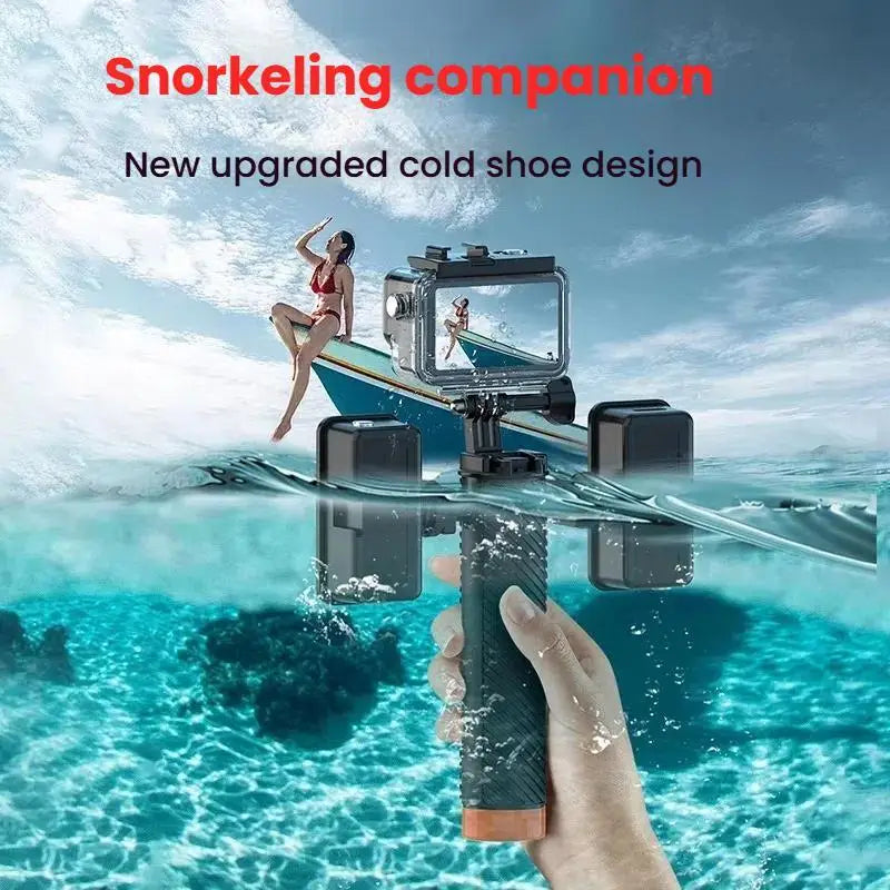 Buoyant Anti-Sink Dive Handle With Dual Cold Shoe Mounts for Insta360 Ace Pro Ace / DJI / Gopro Action Cameras Accessories