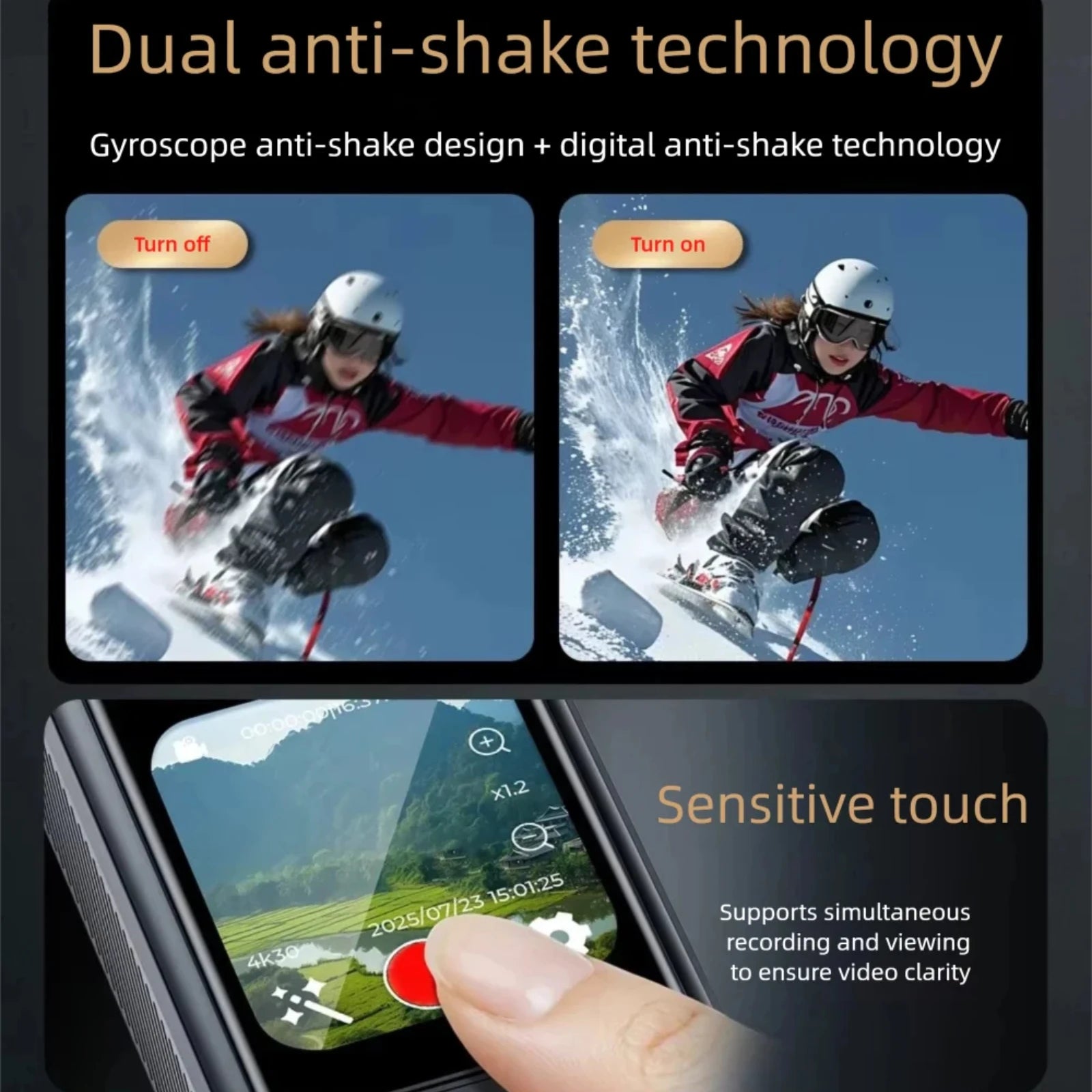 Pocket Action Camera 4K Moto Recording BodyCam 1.69