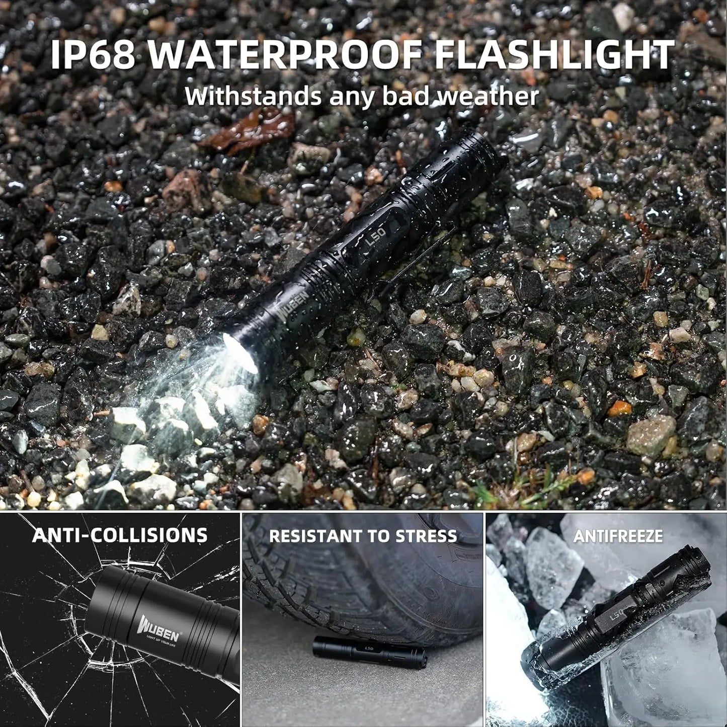 1200 Lumen Rechargeable Tactical LED Flashlight With USB Type C Charging